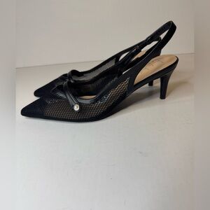 Nicole by Nicole Miller Black Mesh Slingback Heels